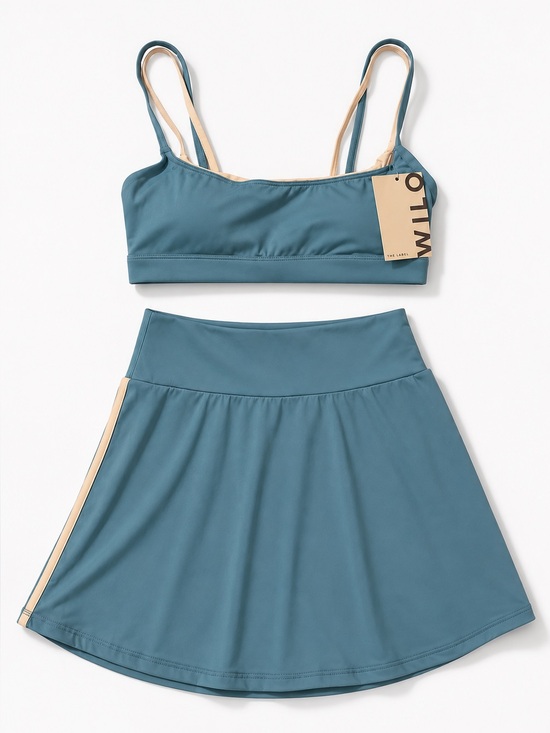 Wilo The Label Other - Wilo The Label Double Layer Sports Bra & Skort Set Azure Blue M NWT